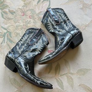 VTG Cowboy boots black pink “old gringo of Mexico” 6